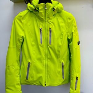 Bogner Neon Green Ski Jacket with fur hood